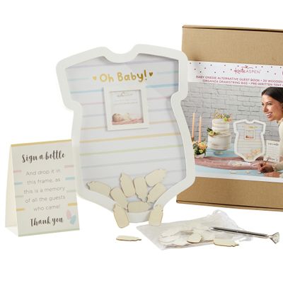 Kate Aspen Onesie Shaped Baby Shower Guest Book Shadow Box & Nursery Decoration Sonogram Picture Frame Alternative Guestbook (22130NA)