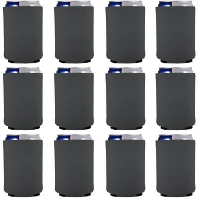 Blank Neoprene Slim Can Coolie (12 Pack, Charcoal)