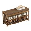 Organizers RENRUIRUI- Bamboo Shoe Rack Multi-Function 2-Tier Shoe Shelf Storage Sturdy Shoe Bench,for Dorm Room Bedroom Entryway view 1