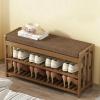 Organizers RENRUIRUI- Bamboo Shoe Rack Multi-Function 2-Tier Shoe Shelf Storage Sturdy Shoe Bench,for Dorm Room Bedroom Entryway view 2