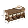 Organizers RENRUIRUI- Bamboo Shoe Rack Multi-Function 2-Tier Shoe Shelf Storage Sturdy Shoe Bench,for Dorm Room Bedroom Entryway view 3