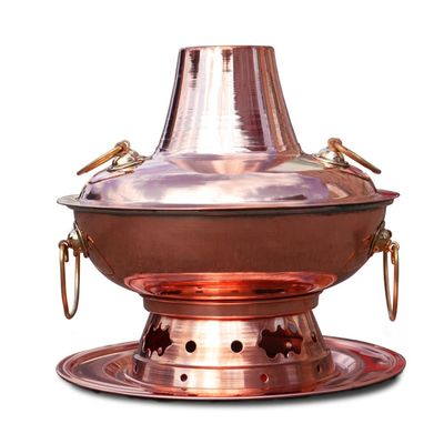 MNSSRN Old Beijing Mandarin Duck Shabu-Shabu Pot, Thickened Hot Pot Charcoal Pot Copper Stove Family Dinner Outdoor Picnic Charcoal Stove,36cm