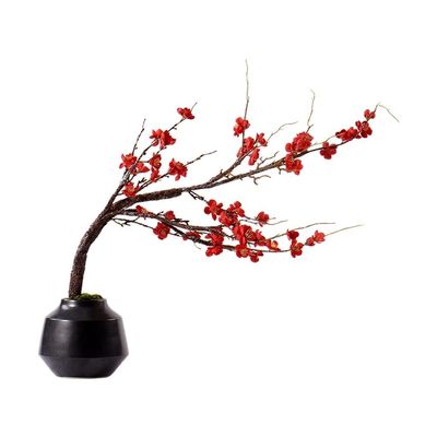moisture Faux Bonsai Simulation Bonsai Artificial Green Plant Fake Bonsai Moss Ceramic Flower Pot Living Room Tea Room and Office Decoration Desktop Potted Tree (Color : Black)