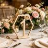 HEVSTIL 10pcs 1-10 Wooden Table Numbers, Wedding Table Numbers with Holder Base Wooden Hexagon Shape Table Numbers for Wedding Reception and Decoration view 3