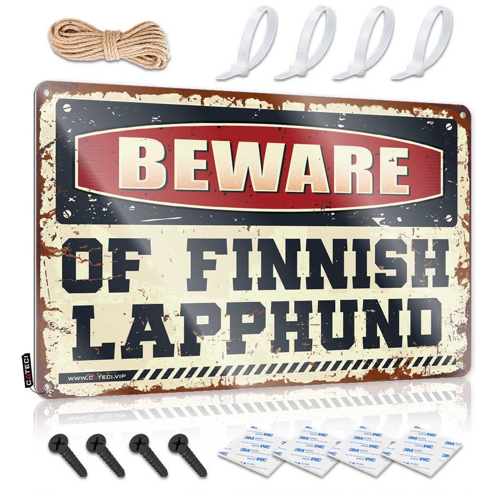 Man Cave Gifts for Him Beware of Finnish Lapphund Metal Sign Funny Stuff Man Cave Furniture ( Size : 20X30CM )
