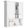 Tangkula Bathroom Wall Cabinet, Wooden Hanging Storage with Doors & Shelves, Multipurpose Wall Mounted Bathroom Medicine Cabinet for Kitchen Living Room view 1
