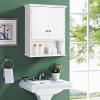 Tangkula Bathroom Wall Cabinet, Wooden Hanging Storage with Doors & Shelves, Multipurpose Wall Mounted Bathroom Medicine Cabinet for Kitchen Living Room view 2