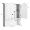 Tangkula Bathroom Wall Cabinet, Wooden Hanging Storage with Doors & Shelves, Multipurpose Wall Mounted Bathroom Medicine Cabinet for Kitchen Living Room view 3