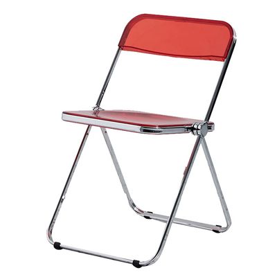 Vanity Chair Stool Acrylic Folding Chair for Living Room Makeup Chairs for Bedroom Vanity Stool with Back (Color : Red, Size : 47 * 48 * 76cm)
