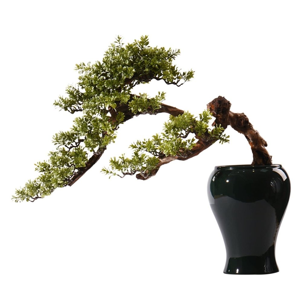 Faux Bonsai Artificial Bonsai Tree Indoor Simulation Plant Potted Ceramic Flowerpot Office Desk Indoor Artificial Plants for Living Room Desktop Potted Tree (Color : Black)