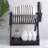 Dish Racks Dish Rack Double-layer Kitchen Dish Bowl Draining Storage Rack with Chopstick Cage Household Tableware Organizer Tray Box Basket Dish Drainer (Color : B) view 3