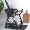 Dish Racks Dish Rack Double-layer Kitchen Dish Bowl Draining Storage Rack with Chopstick Cage Household Tableware Organizer Tray Box Basket Dish Drainer (Color : B) view 4