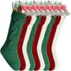 Kunyida Christmas Stockings Bulk, 18 Inches Burgundy, Ivory and Green Cable Knitted Stocking for Xmas Holiday Decoration, 9 Pack view 1