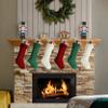 Kunyida Christmas Stockings Bulk, 18 Inches Burgundy, Ivory and Green Cable Knitted Stocking for Xmas Holiday Decoration, 9 Pack view 2