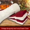 Kunyida Christmas Stockings Bulk, 18 Inches Burgundy, Ivory and Green Cable Knitted Stocking for Xmas Holiday Decoration, 9 Pack view 4