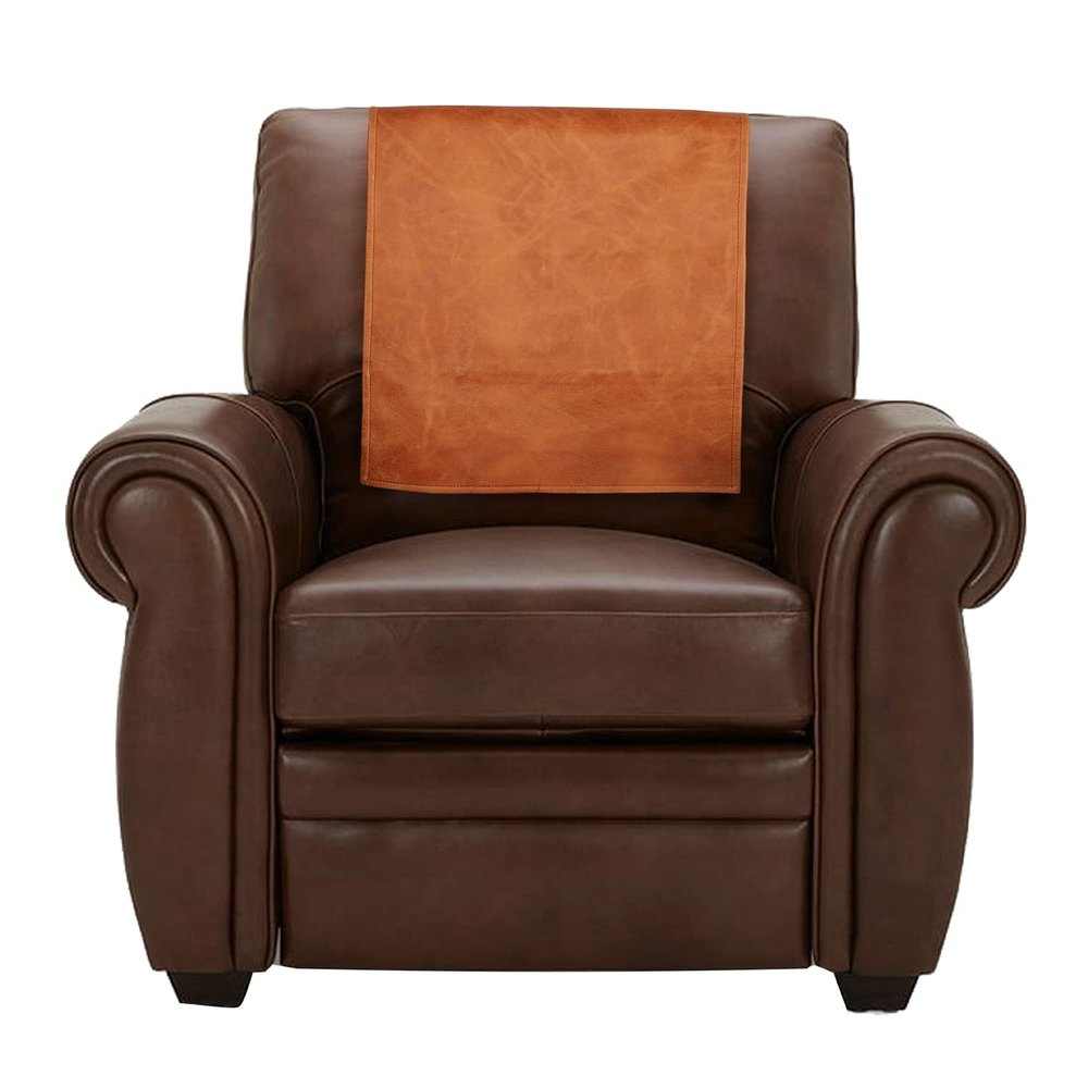 D DOLLY LAMB Leather Recliner Chair Headrest Cover - Sofa, Love Seat, Furniture Protector, Slipcover Theater Seat Cover/SlipCover for Home & Office, 14x26 Inches - Rust Tan Crunch Pack of 2