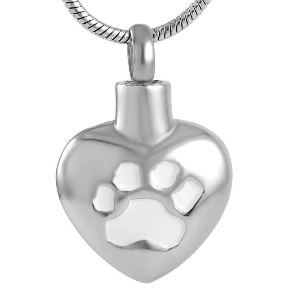 SHEIL Paw On Heart Pet Memorial Ashes Keepsake Urn Necklace Keepsake Pendant for Dog Cat Ash Holder Funeral Urns