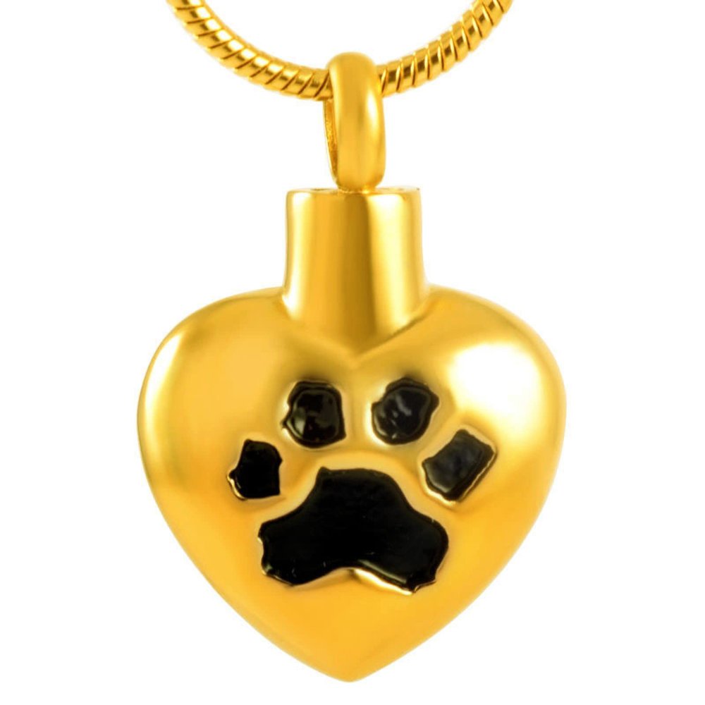 SHEIL Paw On Heart Pet Memorial Ashes Keepsake Urn Necklace Keepsake Pendant for Dog Cat Ash Holder Funeral Urns