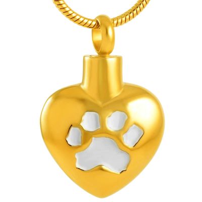 SHEIL Paw On Heart Pet Memorial Ashes Keepsake Urn Necklace Keepsake Pendant for Dog Cat Ash Holder Funeral Urns
