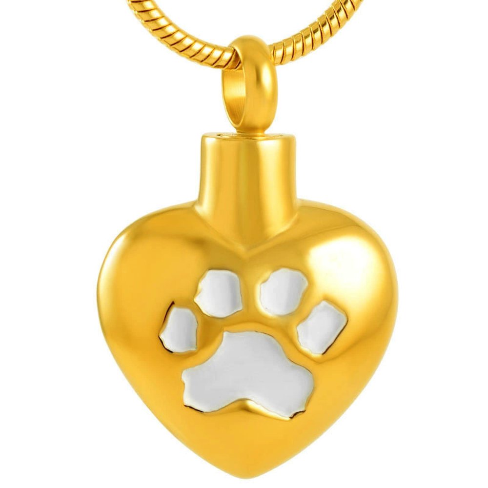 SHEIL Paw On Heart Pet Memorial Ashes Keepsake Urn Necklace Keepsake Pendant for Dog Cat Ash Holder Funeral Urns
