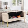 Alunaune Upholstered Storage Bench for Bedroom End of Bench Ottoman, Modern Armed Entryway Bench Settee Long Bedroom Bench Couch for Living Room-Beige view 1