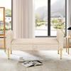 Alunaune Upholstered Storage Bench for Bedroom End of Bench Ottoman, Modern Armed Entryway Bench Settee Long Bedroom Bench Couch for Living Room-Beige view 3