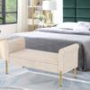 Alunaune Upholstered Storage Bench for Bedroom End of Bench Ottoman, Modern Armed Entryway Bench Settee Long Bedroom Bench Couch for Living Room-Beige view 4