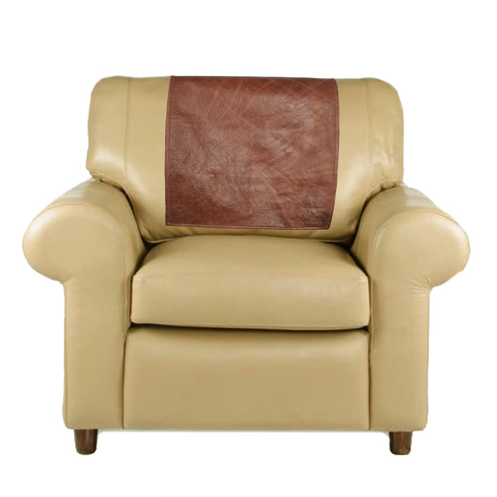 Azrah Traders Leather Recliner Chair Headrest Cover - Sofa, Love Seat, Furniture Protector, Slipcover Theater Seat Cover/SlipCover for Home & Office, 30x50 Inches - Brown Crunch Pack of 2
