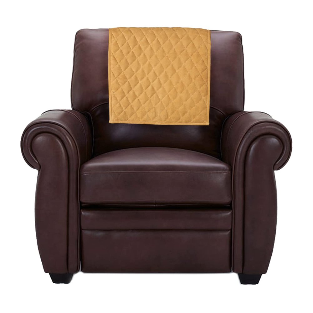 Azrah Traders Suede Leather Recliner Chair Headrest Cover for Home & Office - Sofa, Love Seat, Furniture Protector, Slipcover Theater Seat Cover, 30x30 Inches - Camal (01) Pack of 2