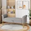 Alunaune Upholstered Grey Velvet Storage Bench for Bedroom End of Bench Ottoman, Modern Armed Entryway Bench Settee Long Bedroom Bench Couch for Living Room view 1