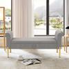Alunaune Upholstered Grey Velvet Storage Bench for Bedroom End of Bench Ottoman, Modern Armed Entryway Bench Settee Long Bedroom Bench Couch for Living Room view 4
