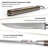 Damascus Serrated Steak Knife Set of 6 with Case, 5 Inch Serrated Steak Knife, 67 Layers Steel Blades Hand-sharpened to 15, Non-slip G10 Ergonomic Triple Rivet Handle for Gift, Natural Wooden Box view 2
