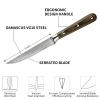 Damascus Serrated Steak Knife Set of 6 with Case, 5 Inch Serrated Steak Knife, 67 Layers Steel Blades Hand-sharpened to 15, Non-slip G10 Ergonomic Triple Rivet Handle for Gift, Natural Wooden Box view 3