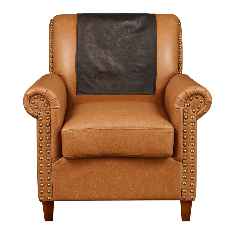 Azrah Traders Leather Recliner Chair Headrest Cover - Sofa, Love Seat, Furniture Protector, Slipcover Theater Seat Cover/SlipCover for Home & Office, 30x50 Inches - Dark Brown Crunch Pack of 2