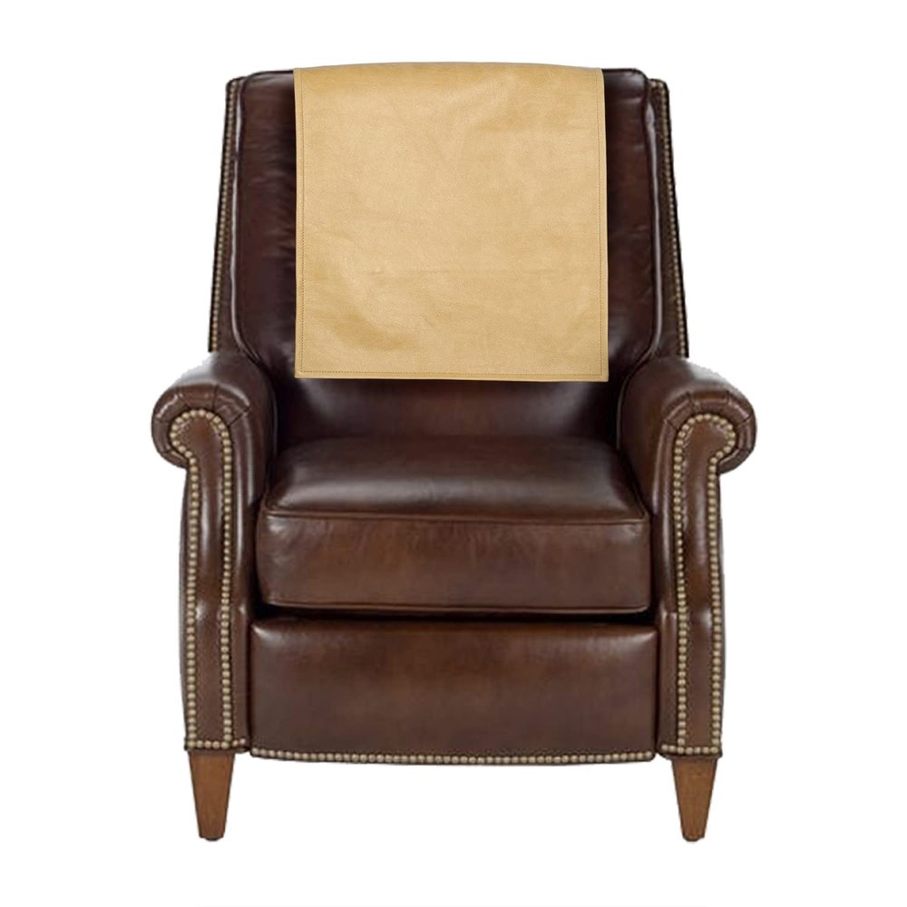 Azrah Traders Leather Recliner Chair Headrest Cover - Sofa, Love Seat, Furniture Protector, Slipcover Theater Seat Cover/SlipCover for Home & Office, 30x30 Inches - Dark Beige Pack of 2