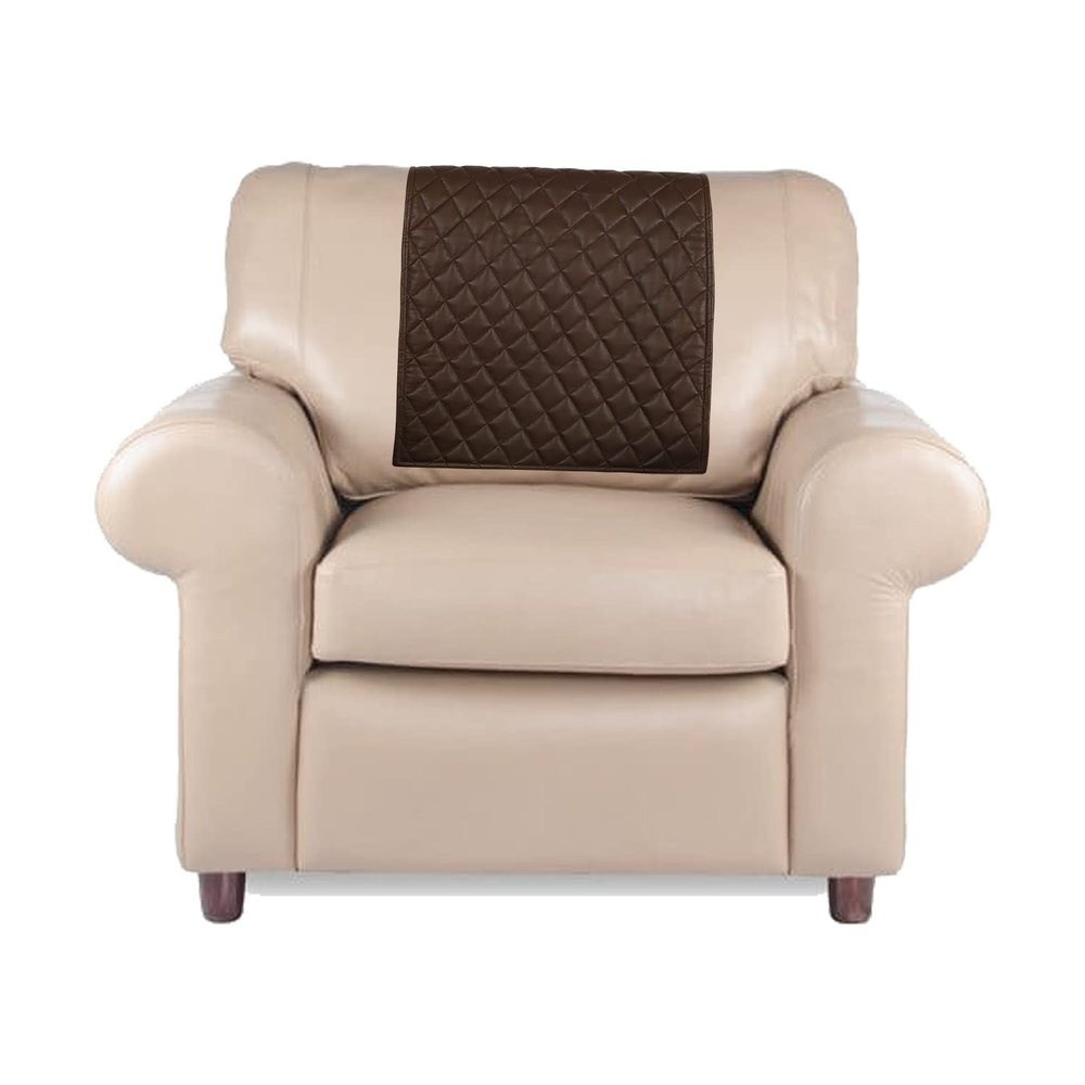 Azrah Traders Leather Recliner Chair Headrest Cover - Sofa, Love Seat, Furniture Protector, Slipcover Theater Seat Cover/SlipCover for Home & Office, 30x30 Inches - Light Brown Pack of 2