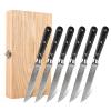 Damascus Serrated Steak Knife Set of 6 with Case, 5 Inch Serrated Steak Knife, 67 Layers Steel Blades Hand-sharpened to 15, Non-slip G10 Ergonomic Triple Rivet Handle for Gift, Natural Wooden Box view 1