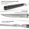 Damascus Serrated Steak Knife Set of 6 with Case, 5 Inch Serrated Steak Knife, 67 Layers Steel Blades Hand-sharpened to 15, Non-slip G10 Ergonomic Triple Rivet Handle for Gift, Natural Wooden Box view 2