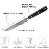 Damascus Serrated Steak Knife Set of 6 with Case, 5 Inch Serrated Steak Knife, 67 Layers Steel Blades Hand-sharpened to 15, Non-slip G10 Ergonomic Triple Rivet Handle for Gift, Natural Wooden Box view 3