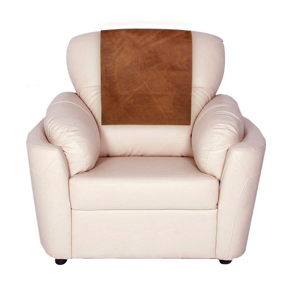 Azrah Traders Leather Recliner Chair Headrest Cover - Sofa, Love Seat, Furniture Protector, Slipcover Theater Seat Cover/SlipCover for Home & Office, 30x50 Inches - Tan Crunch (02) Pack of 2
