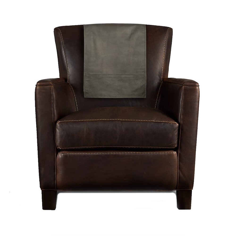 Azrah Traders Leather Recliner Chair Headrest Cover - Sofa, Love Seat, Furniture Protector, Slipcover Theater Seat Cover/SlipCover for Home & Office, 30x50 Inches - Grey Antique Pack of 2