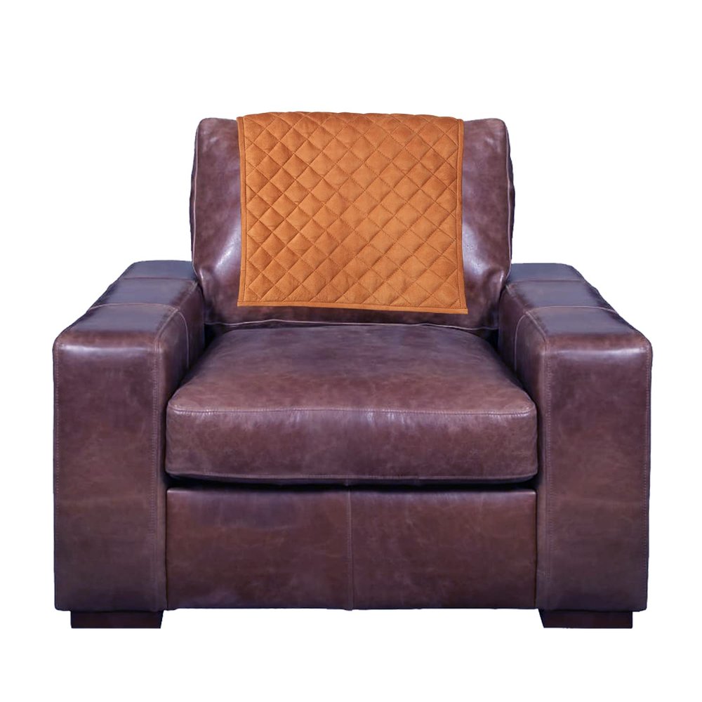 Azrah Traders Suede Leather Recliner Chair Headrest Cover for Home & Office - Sofa, Love Seat, Furniture Protector, Slipcover Theater Seat Cover, 14x26 Inches - Tan (01) Pack of 2
