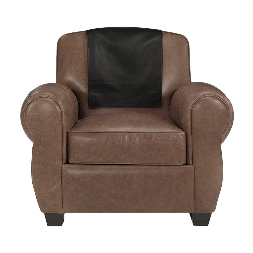 Azrah Traders Leather Recliner Chair Headrest Cover - Sofa, Love Seat, Furniture Protector, Slipcover Theater Seat Cover/SlipCover for Home & Office, 30x30 Inches - Black (03) Pack of 2