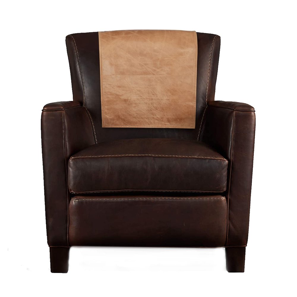 Azrah Traders Leather Recliner Chair Headrest Cover - Sofa, Love Seat, Furniture Protector, Slipcover Theater Seat Cover/SlipCover for Home & Office, 30x50 Inches - Dark Beige Crunch Pack of 1