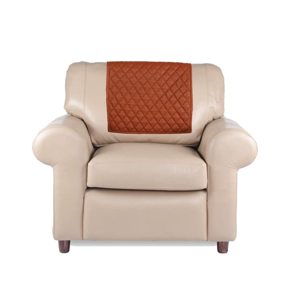 Azrah Traders Leather Recliner Chair Headrest Cover - Sofa, Love Seat, Furniture Protector, Slipcover Theater Seat Cover/SlipCover for Home & Office, 30x50 Inches - Mango Tan Pack of 2