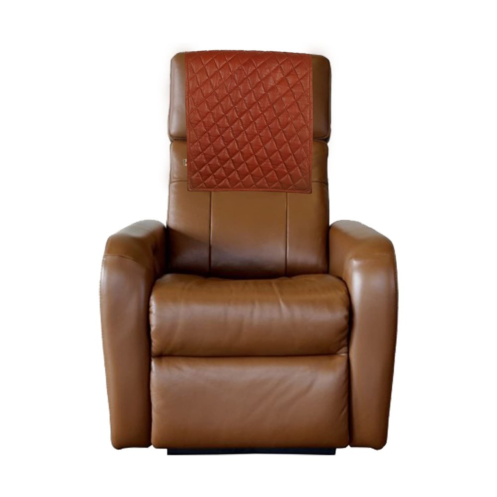 Azrah Traders Leather Recliner Chair Headrest Cover - Sofa, Love Seat, Furniture Protector, Slipcover Theater Seat Cover/SlipCover for Home & Office, 30x50 Inches - Tan (01) Pack of 2