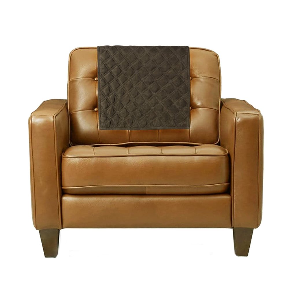 Azrah Traders Suede Leather Recliner Chair Headrest Cover for Home & Office - Sofa, Love Seat, Furniture Protector, Slipcover Theater Seat Cover, 30x30 Inches - Olive Green (01) Pack of 2