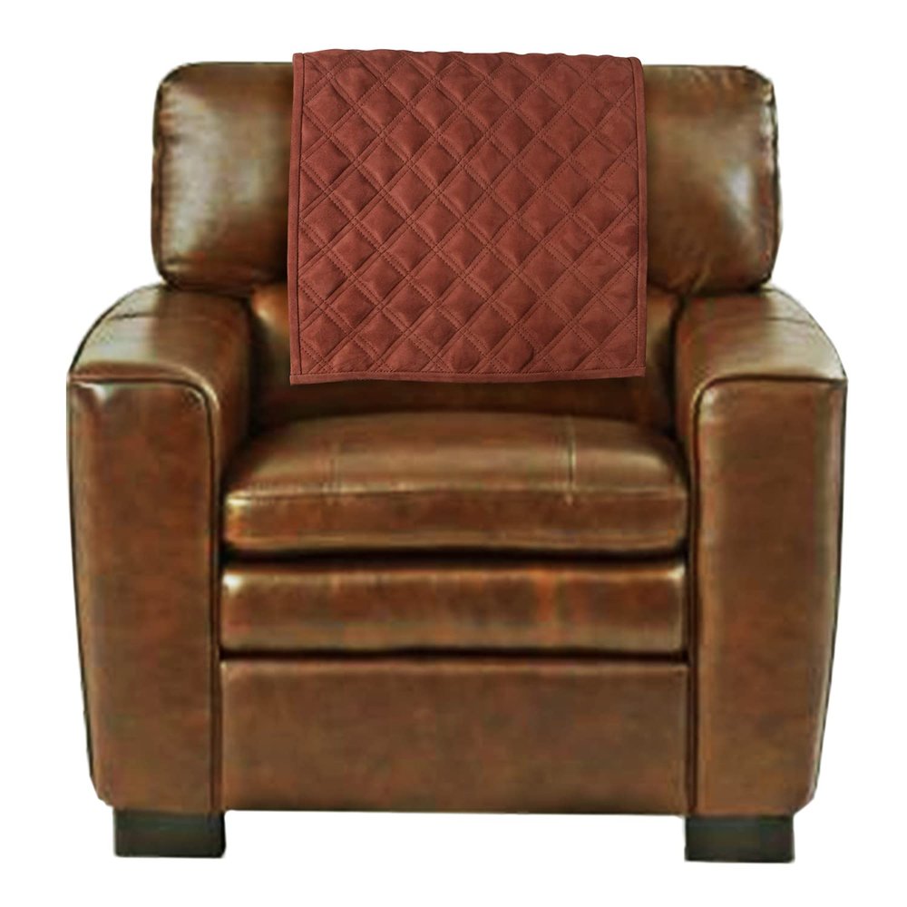 Azrah Traders Suede Leather Recliner Chair Headrest Cover for Home & Office - Sofa, Love Seat, Furniture Protector, Slipcover Theater Seat Cover, 30x30 Inches - Brown Pack of 2