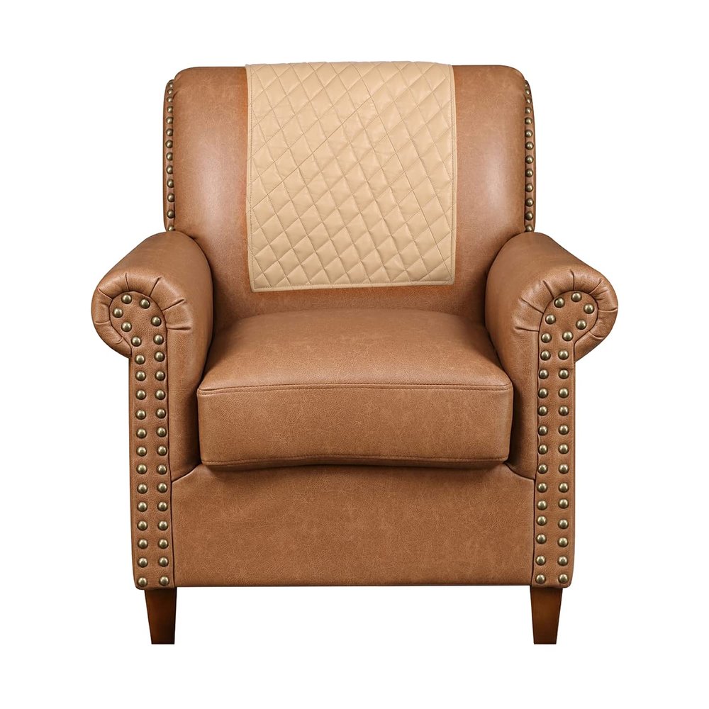 Azrah Traders Leather Recliner Chair Headrest Cover - Sofa, Love Seat, Furniture Protector, Slipcover Theater Seat Cover/SlipCover for Home & Office, 30x50 Inches - Light Beige Pack of 2