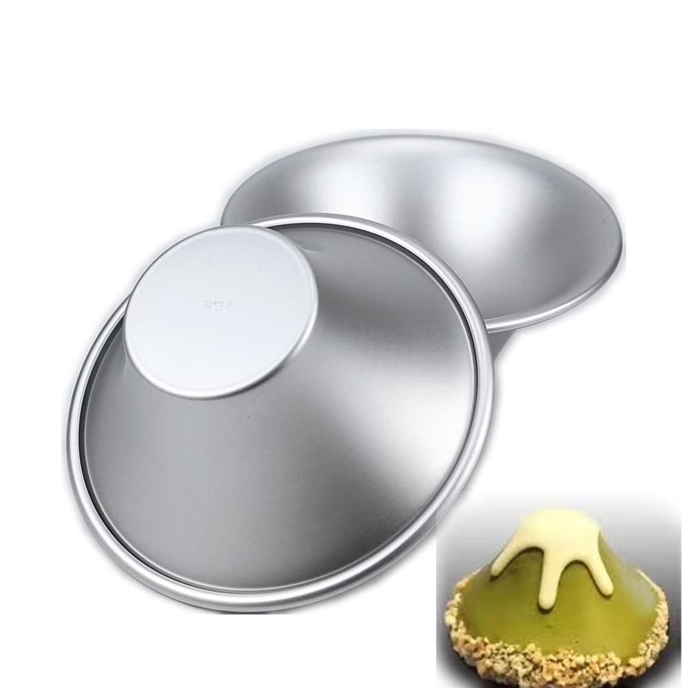LoBake 5pcs 2 Sizes Volcano Burning Mountain Shape Aluminium Alloy MIni Tart Mold Jelly Pudding Molding Cake Molds DIY Baking Tools (5pcs H134 Big)